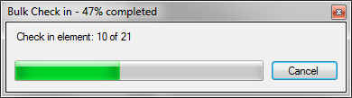 Progress dialog / bulck check-in / Office 365